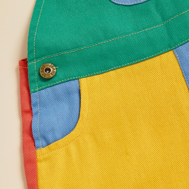 Buzzy Colorblock Overalls | Premium Cotton, Adjustable Straps - Hartwella