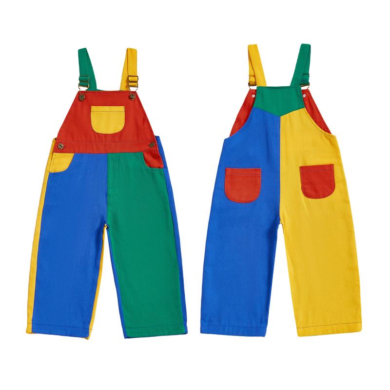 Buzzy Colorblock Overalls | Premium Cotton, Adjustable Straps - Hartwella