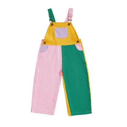 Buzzy Colorblock Overalls | Premium Cotton, Adjustable Straps - Hartwella