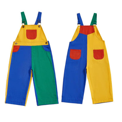 Buzzy Colorblock Overalls | Premium Cotton, Adjustable Straps - Hartwella