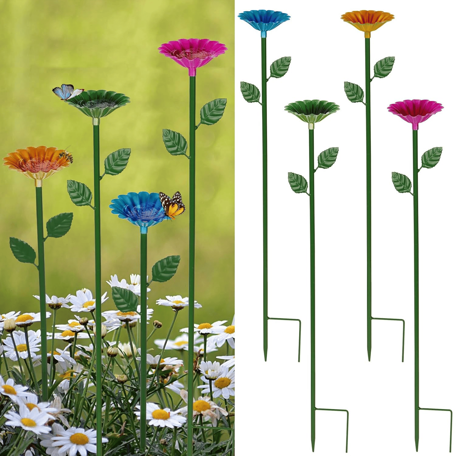 Buzzy Flower Feeder | Metal Bee and Butterfly Water Station - Hartwella