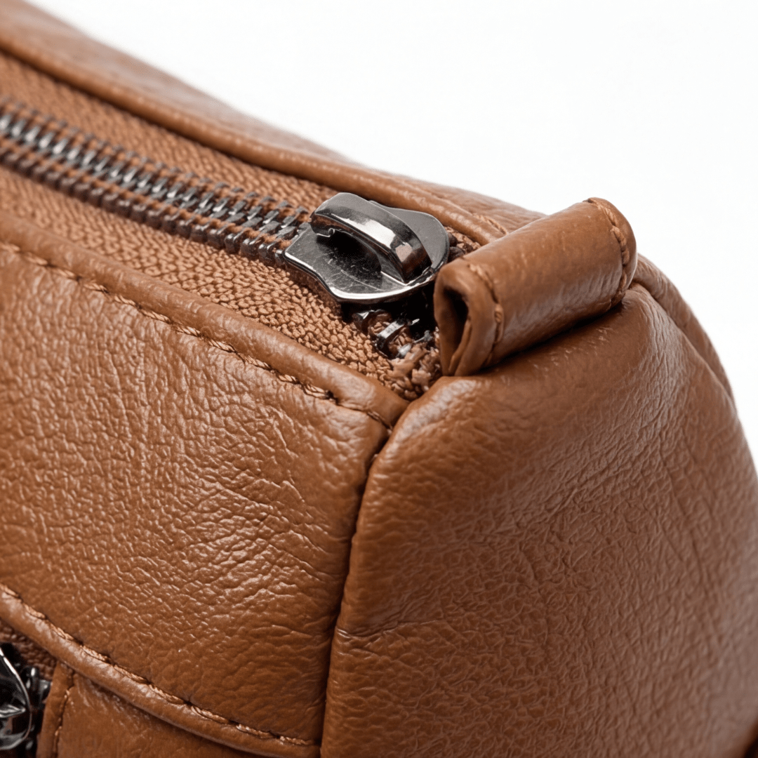 Caden Crossbody Bag | Soft PU Leather, 6 Zippered Pockets, Adjustable Strap - Hartwella