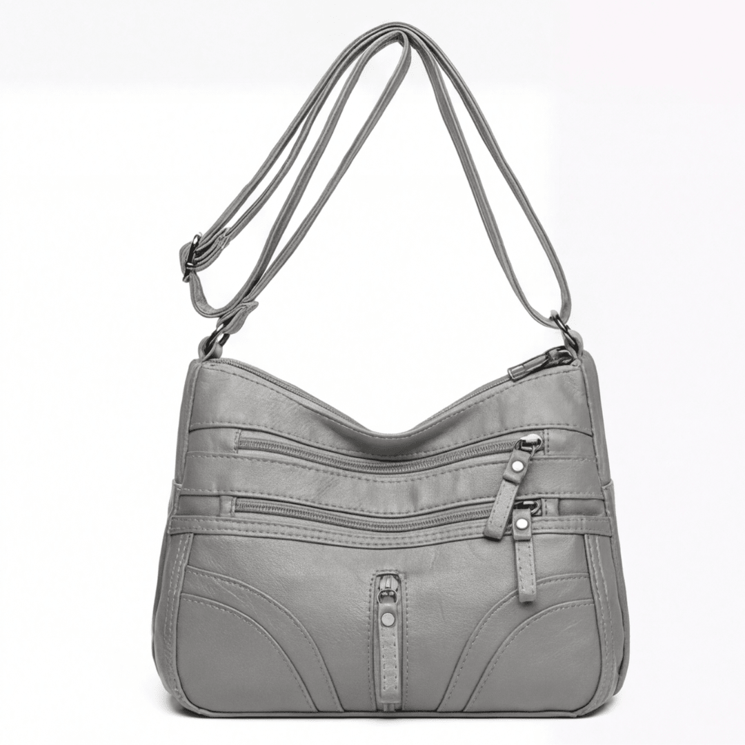 Caden Crossbody Bag | Soft PU Leather, 6 Zippered Pockets, Adjustable Strap - Hartwella
