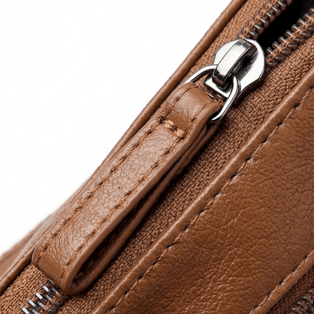 Caden Crossbody Bag | Soft PU Leather, 6 Zippered Pockets, Adjustable Strap - Hartwella