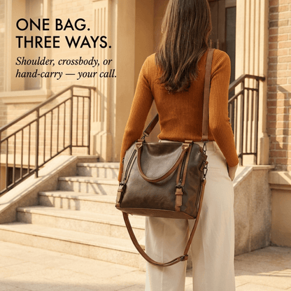 Caden Large Tote Bag | PU Leather, 3 - Way Carry, Spacious Interior - Hartwella