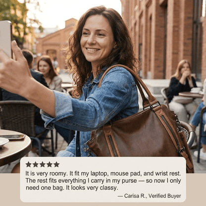 Caden Large Tote Bag | PU Leather, 3 - Way Carry, Spacious Interior - Hartwella