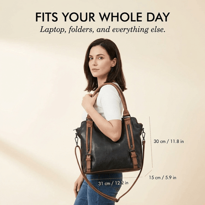 Caden Large Tote Bag | PU Leather, 3 - Way Carry, Spacious Interior - Hartwella