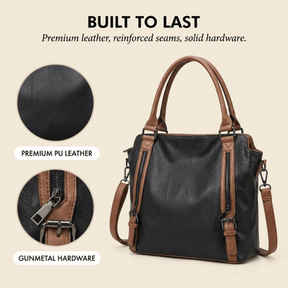 Caden Large Tote Bag | PU Leather, 3 - Way Carry, Spacious Interior - Hartwella