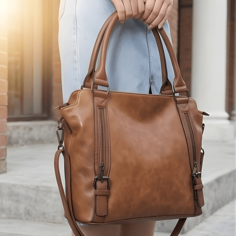 Caden Large Tote Bag | PU Leather, 3 - Way Carry, Spacious Interior - Hartwella