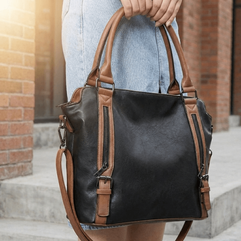 Caden Large Tote Bag | PU Leather, 3 - Way Carry, Spacious Interior - Hartwella