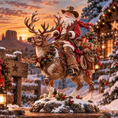 Canyon Cowboy Santa Yard Decoration | Lighted Rustic Outdoor Decor - Hartwella