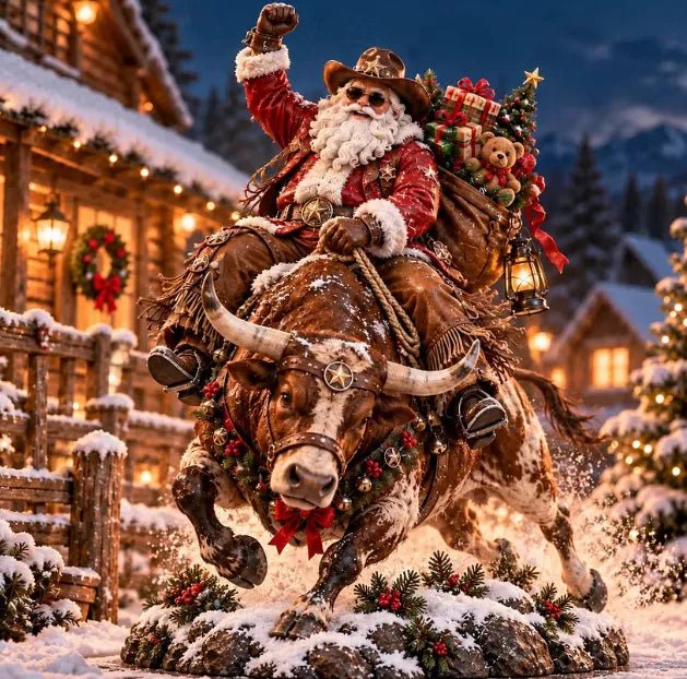 Canyon Cowboy Santa Yard Decoration | Lighted Rustic Outdoor Decor - Hartwella