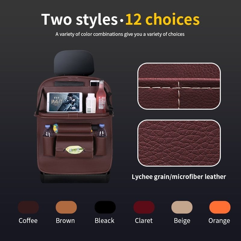 Caro Back Seat Organizer | Waterproof Leather, Foldable Table - Hartwella
