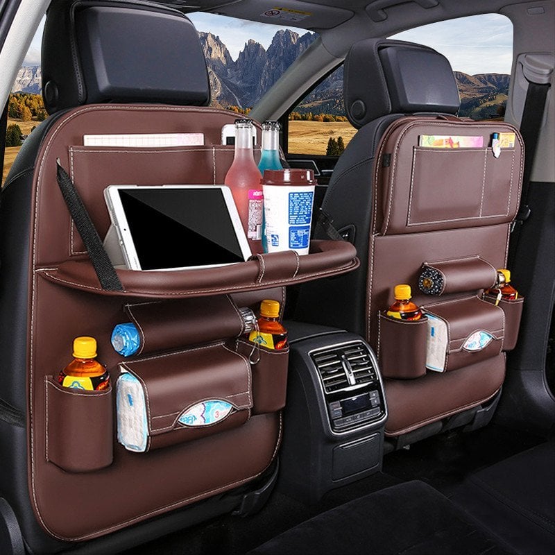 Caro Back Seat Organizer | Waterproof Leather, Foldable Table - Hartwella
