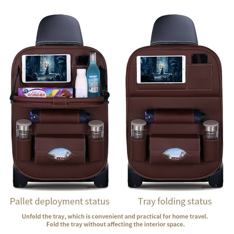 Caro Back Seat Organizer | Waterproof Leather, Foldable Table - Hartwella