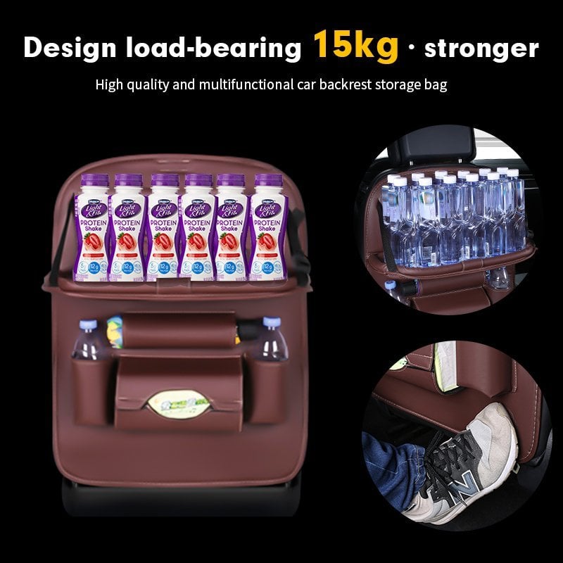 Caro Back Seat Organizer | Waterproof Leather, Foldable Table - Hartwella