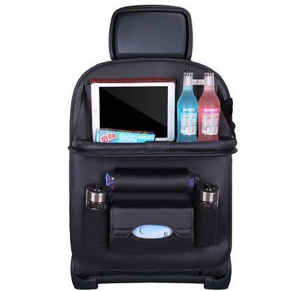 Caro Back Seat Organizer | Waterproof Leather, Foldable Table - Hartwella