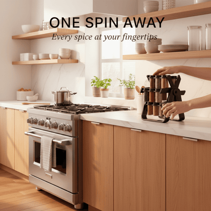 Caro Spice Rack Organizer | 18 - Jar Rotating Design, Space - Saving - Hartwella