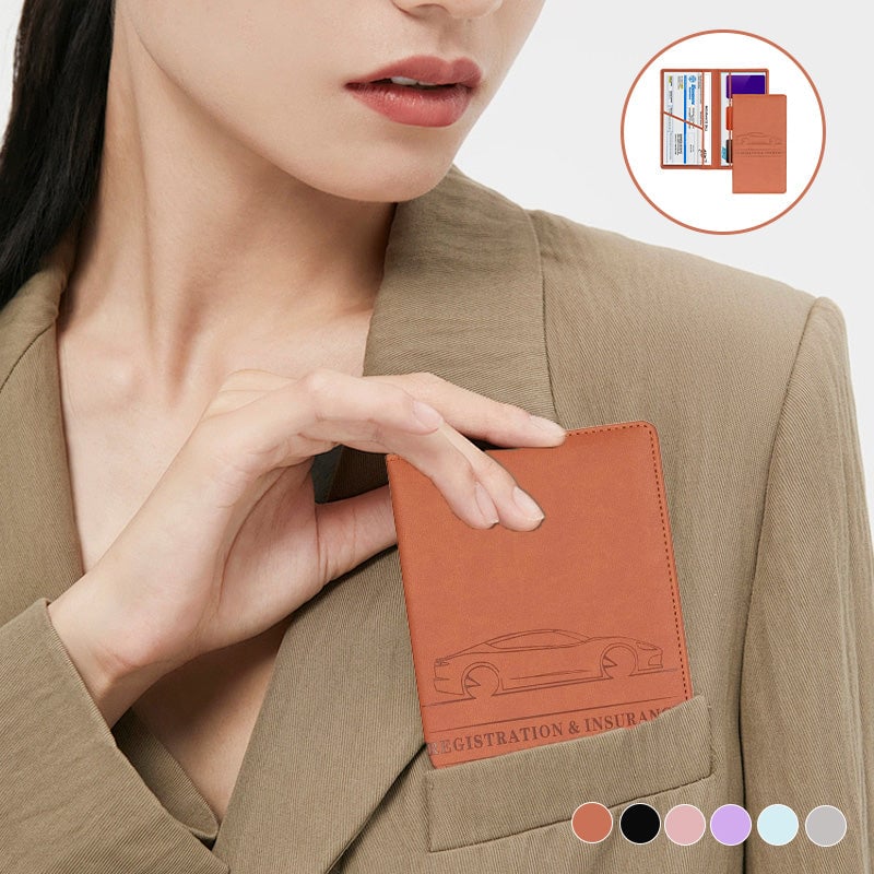 Cavo Auto Registration Holder | Magnetic Closure, Durable PU Material - Hartwella