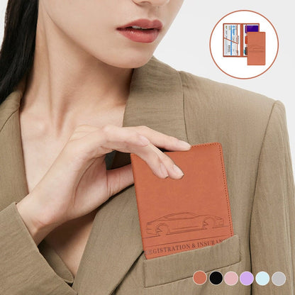 Cavo Auto Registration Holder | Magnetic Closure, Durable PU Material - Hartwella