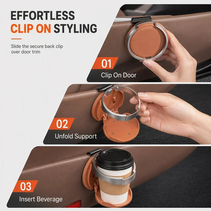 Cavo Car Cup Holder | Foldable, Premium Faux Leather, Clip-On Design - Hartwella