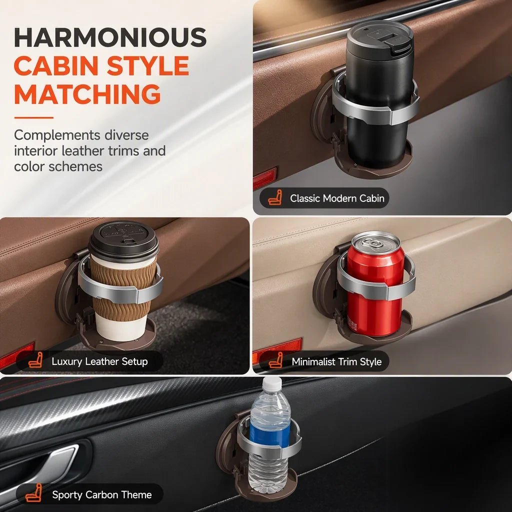 Cavo Car Cup Holder | Foldable, Premium Faux Leather, Clip-On Design - Hartwella