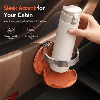 Cavo Car Cup Holder | Foldable, Premium Faux Leather, Clip-On Design - Hartwella