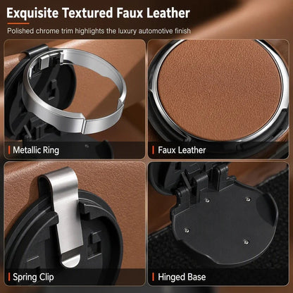 Cavo Car Cup Holder | Foldable, Premium Faux Leather, Clip-On Design - Hartwella