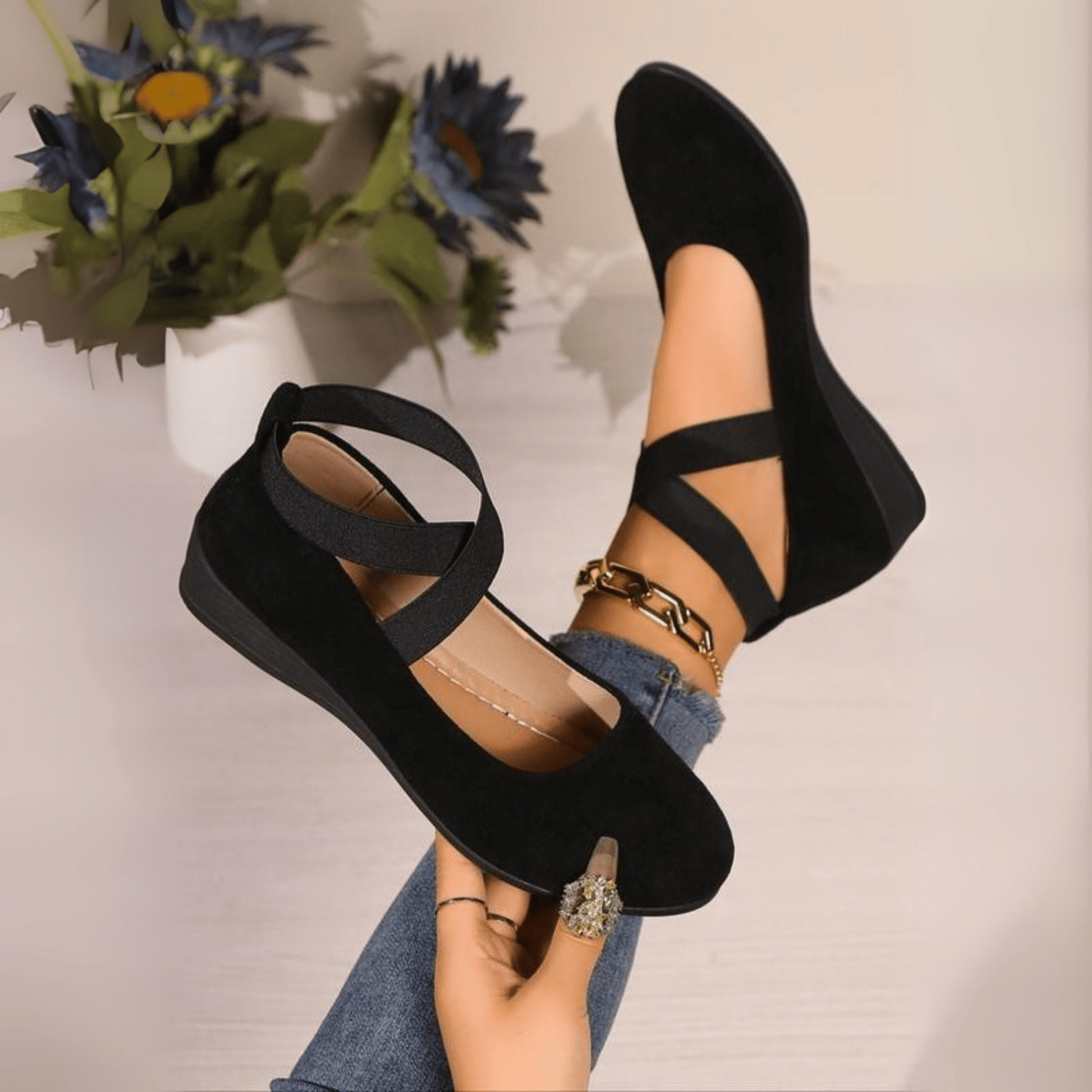 Celine Wedge Ballerina Shoes | Elegant Casual Design - Hartwella