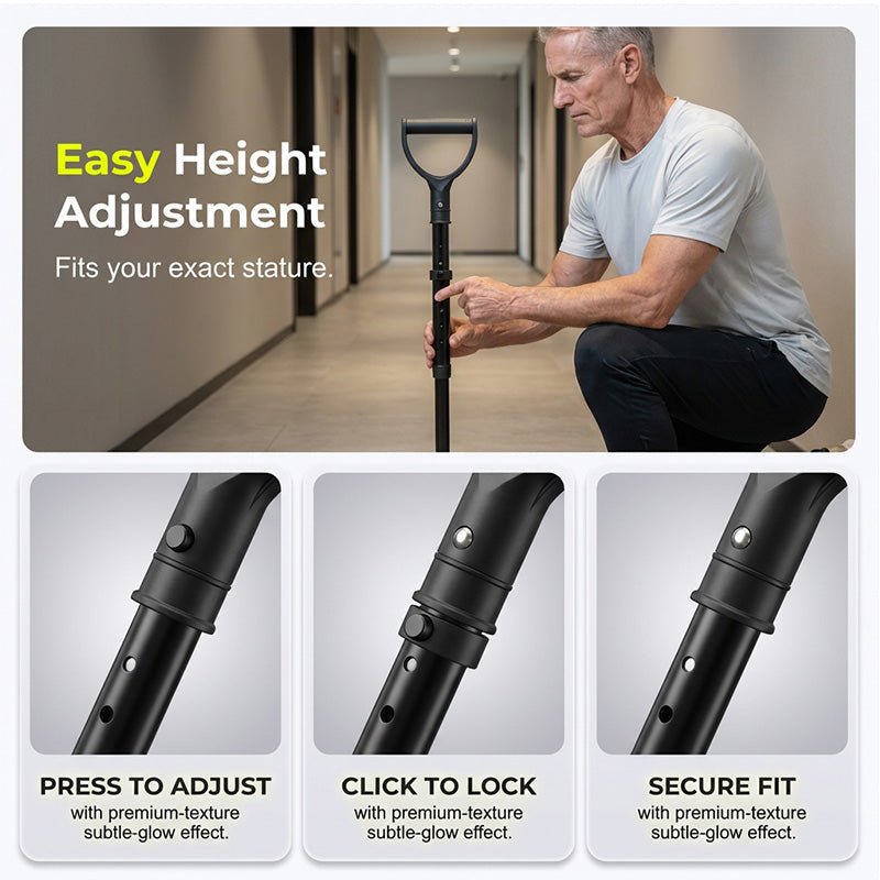 Centa Adjustable Cane | Lightweight Aluminum, Anti-Slip Base - Hartwella
