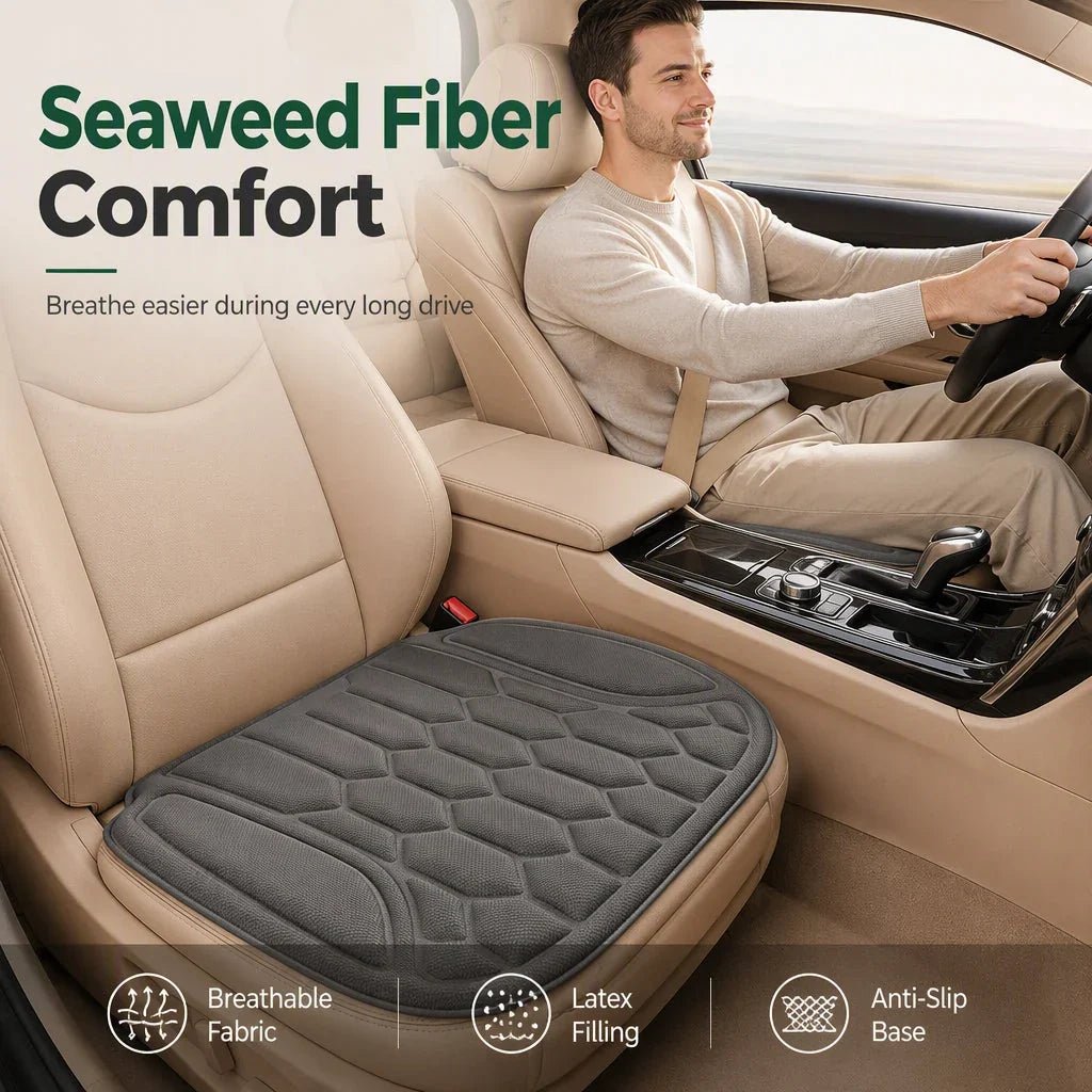 Certa Car Seat Cushion | Seaweed Fiber, Ergonomic Latex Core, Universal Fit - Hartwella
