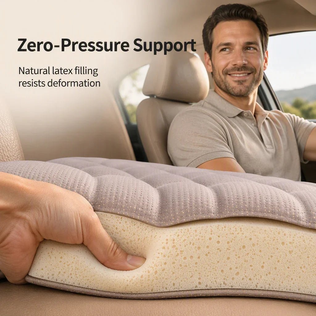 Certa Car Seat Cushion | Seaweed Fiber, Ergonomic Latex Core, Universal Fit - Hartwella