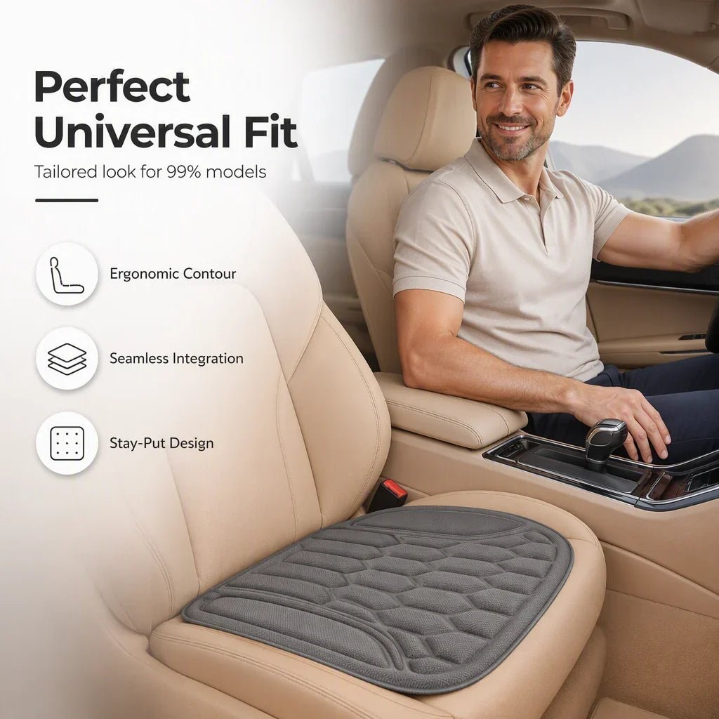 Certa Car Seat Cushion | Seaweed Fiber, Ergonomic Latex Core, Universal Fit - Hartwella