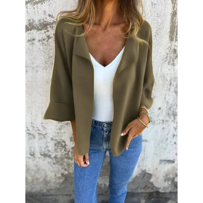Chic Women's Coat | Synthetic Chamois Leather, Classic Lapel Design - Hartwella