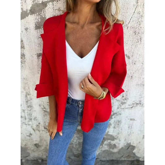 Chic Women's Coat | Synthetic Chamois Leather, Classic Lapel Design - Hartwella