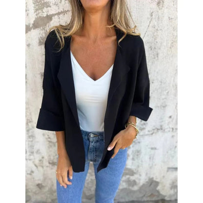 Chic Women's Coat | Synthetic Chamois Leather, Classic Lapel Design - Hartwella
