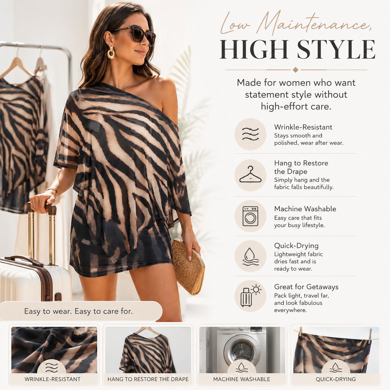Ciera Skirt Set | Stretchy Animal Print, Draped Top and Mini Skirt - Hartwella