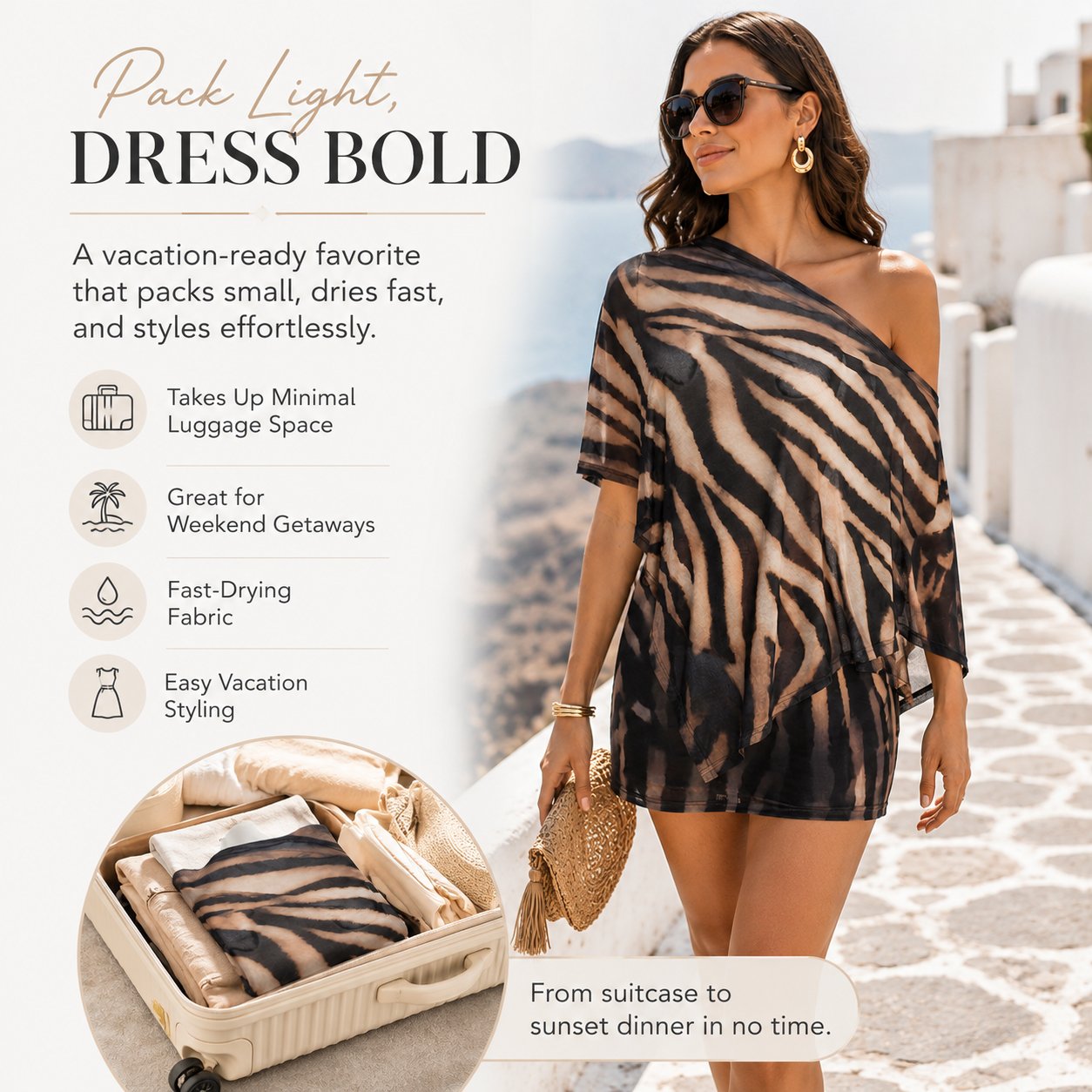 Ciera Skirt Set | Stretchy Animal Print, Draped Top and Mini Skirt - Hartwella
