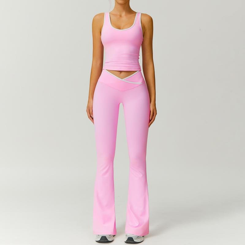 Cleo Activewear Set | Premium Stretch Fabric, Matching Workout Set in Pink - Hartwella