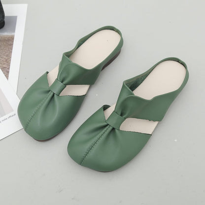 Cleo Black Mules | Comfortable PU Leather, Cut - Out Design - Hartwella