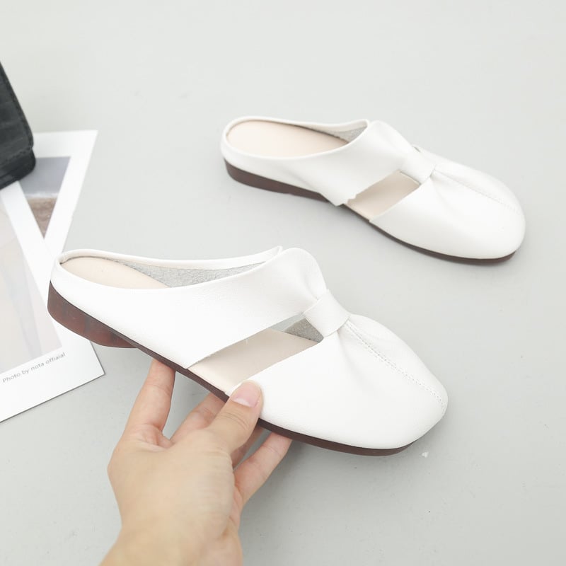 Cleo Black Mules | Comfortable PU Leather, Cut - Out Design - Hartwella