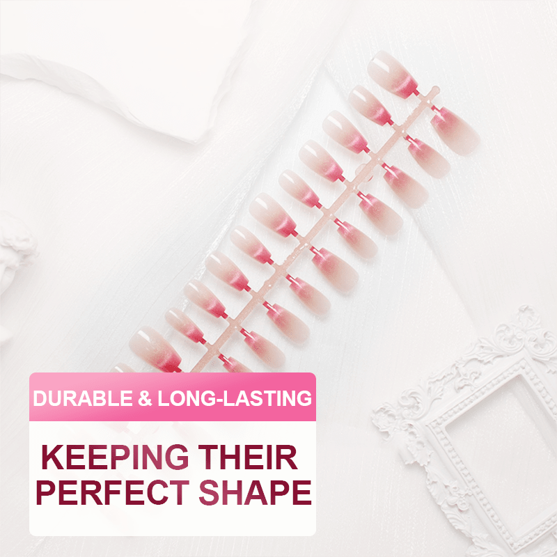 Cleo Cat Eye Press - On Nails Set | Magnetic Effect, 3 Sizes - Hartwella