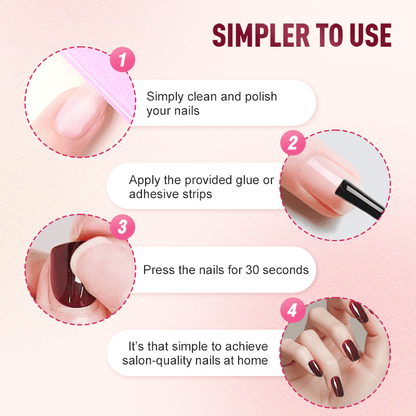 Cleo Cat Eye Press - On Nails Set | Magnetic Effect, 3 Sizes - Hartwella