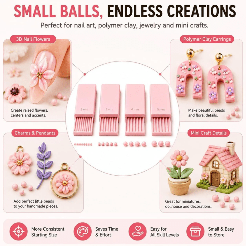 Cleo Clay Ball Maker Set | 3D Printed, Four Precision Sizes for Pottery and Polymer Clay Tools - Hartwella