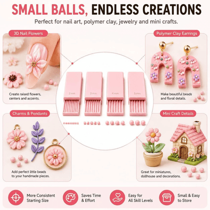 Cleo Clay Ball Maker Set | 3D Printed, Four Precision Sizes for Pottery and Polymer Clay Tools - Hartwella