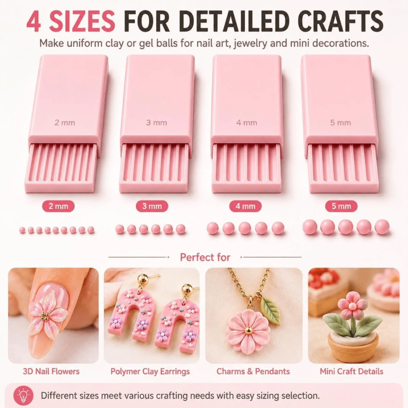 Cleo Clay Ball Maker Set | 3D Printed, Four Precision Sizes for Pottery and Polymer Clay Tools - Hartwella