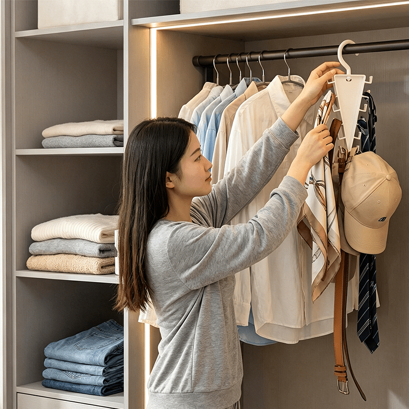 Cleo Closet Organizer | V-Shaped, Durable ABS with Double-Sided Hooks - Hartwella
