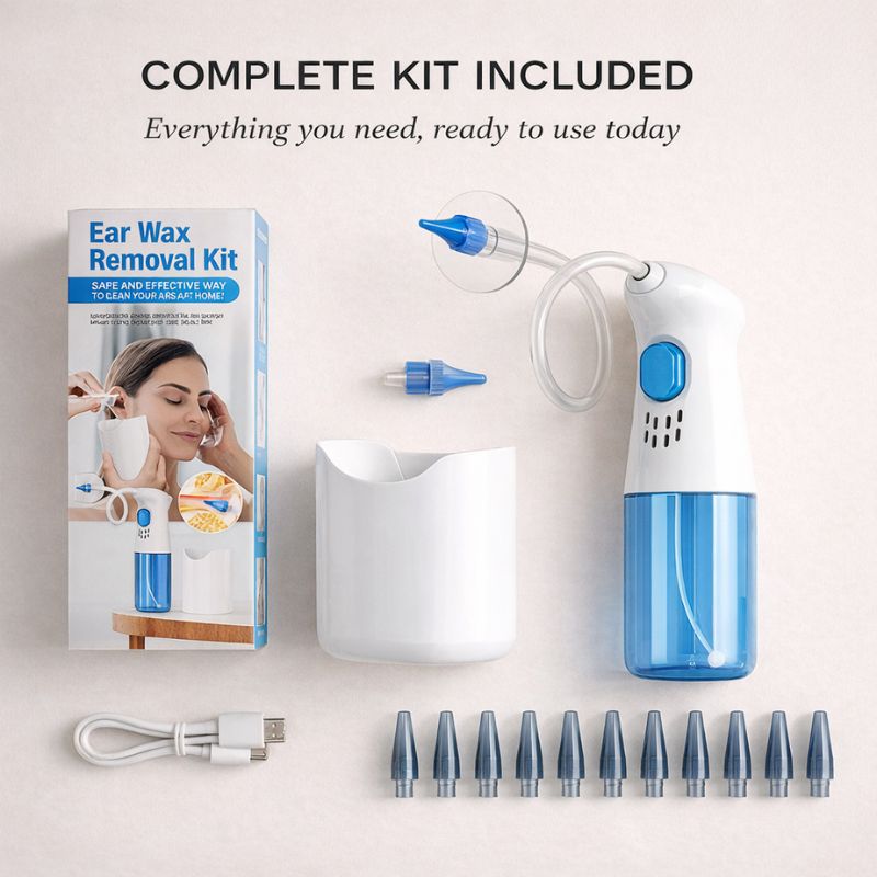 Cleo Ear Wax Removal Kit | 5 - Stream System with 10 Nozzles - Hartwella