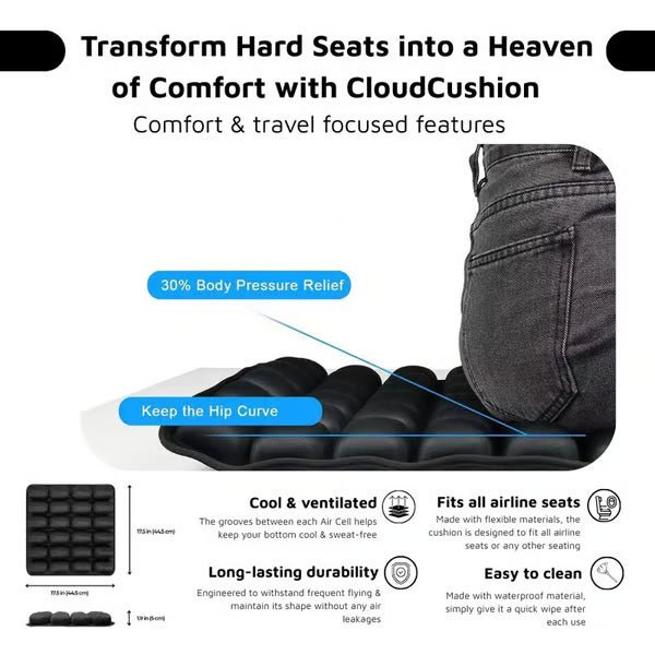 CloudEase Travel Cushion | Ultra Comfortable, Adjustable Support - Hartwella