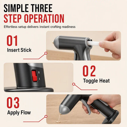 Cora Cordless Hot Glue Gun Set | 2000mAh Rechargeable, Copper Nozzle, 10 Glue Sticks - Hartwella